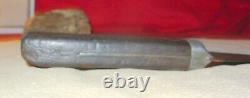 Large Antique 1800s Fur Trade Knife-Blade From File-Copper Rivets-Ebony