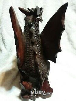 Large Hand Carved Wooden Dragon Statue Length 12 Flying Dragon from bali