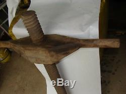Large Primitive Antique Wood Screw From Early Grist Mill Hand Forged Hooks