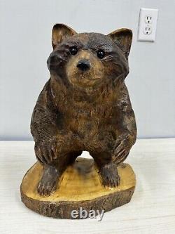 Large Wood Carving Bear-Tree Art-Signed Jeff Doane 16t x 12w From Collector