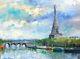Listed Nino Pippa Orig Oil Painting Paris Eiffel Tower From Rive Droit 12x16