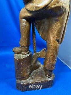 Logger, Woodcutter with Ax, hand Carved from Germany 18 3/4 x 6 very detailed