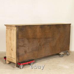 Long Bleached Oak Vintage Sideboard Buffet from France