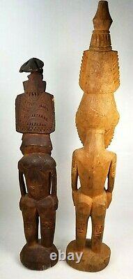 Lot of 2 New Guinea Ancestor Spirit Figurine Carved Wood from Lower Sepik River