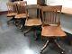 (lot Of 4) Antique Bankers Chair Oak Wood From Hitchcock Costume Designer Obo La