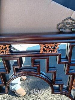 MCM Chinese Ornate Carved Wood Mirror 32 X 21 From Estate