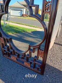 MCM Chinese Ornate Carved Wood Mirror 32 X 21 From Estate