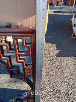 MCM Chinese Ornate Carved Wood Mirror 32 X 21 From Estate