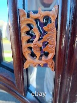 MCM Chinese Ornate Carved Wood Mirror 32 X 21 From Estate