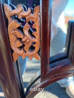 MCM Chinese Ornate Carved Wood Mirror 32 X 21 From Estate