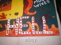 MIKE MICHAEL HANNING FOLK ART PAINTING TV FROM HELL 14 x 20