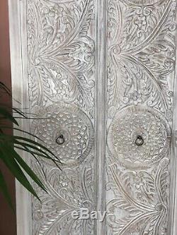 Magnificent Hand Carved Armoire / Cabinet Made From Mango Wood