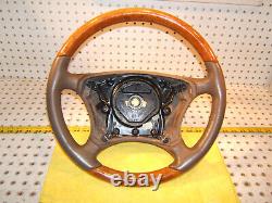 Mercedes 00-06 W215, W220 Leather CHESTnut WOOD Biege Steering 1 Wheel, NO bag