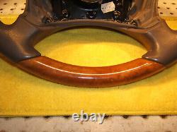 Mercedes 00-06 W215, W220 Leather CHESTnut WOOD Biege Steering 1 Wheel, NO bag