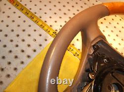 Mercedes 00-06 W215, W220 Leather CHESTnut WOOD Biege Steering 1 Wheel, NO bag