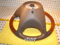 Mercedes 00-06 W215, W220 Leather CHESTnut WOOD Biege Steering 1 Wheel, NO bag