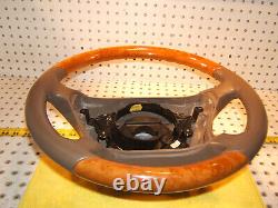 Mercedes 00-06 W215, W220 Leather CHESTnut WOOD Biege Steering 1 Wheel, NO bag