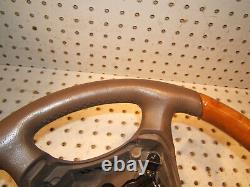 Mercedes 00-06 W215, W220 Leather CHESTnut WOOD Biege Steering 1 Wheel, NO bag