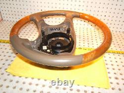 Mercedes 00-06 W215, W220 Leather CHESTnut WOOD Biege Steering 1 Wheel, NO bag