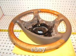 Mercedes 00-06 W215, W220 Leather CHESTnut WOOD Biege Steering 1 Wheel, NO bag