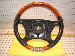 Mercedes 00-06 W215, W220 Leather CHESTnut WOOD Charcoal Steering 1 Wheel, NO bag