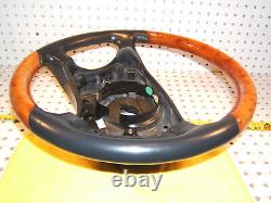 Mercedes 00-06 W215, W220 Leather CHESTnut WOOD Charcoal Steering 1 Wheel, NO bag