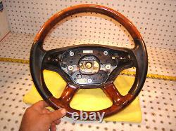 Mercedes 07-09 W216 C, W221 S Leather BURL WOOD black Steering OEM 1 Wheel only