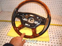 Mercedes 07-09 W216 C, W221 S Leather BURL WOOD black Steering OEM 1 Wheel only