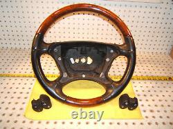 Mercedes E W219, W209, L W211 Leather BURL WOOD BLACK Classic Steering OEM 1 Wheel