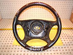 Mercedes W215 CL500 00-6 Leather Burl WOOD charcoal Steering 1 Wheel, NO cover