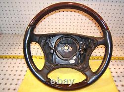 Mercedes W215 CL500 00-6 Leather Burl WOOD charcoal Steering 1 Wheel, NO cover