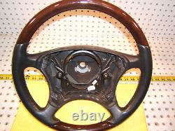 Mercedes W215 CL500 00-6 Leather Burl WOOD charcoal Steering 1 Wheel, NO cover