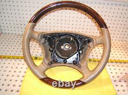 Mercedes W215, W220 Leather BURL WOOD stone Steering OEM 1 Wheel, NO bag cover