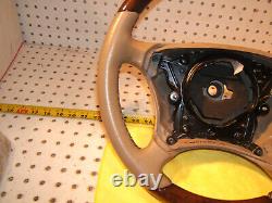 Mercedes W215, W220 Leather BURL WOOD stone Steering OEM 1 Wheel, NO bag cover