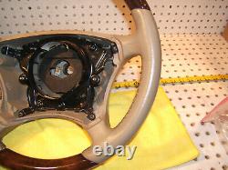 Mercedes W215, W220 Leather BURL WOOD stone Steering OEM 1 Wheel, NO bag cover