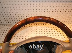 Mercedes W215, W220 Leather BURL WOOD stone Steering OEM 1 Wheel, NO bag cover