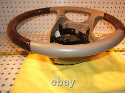 Mercedes W215, W220 Leather BURL WOOD stone Steering OEM 1 Wheel, NO bag cover