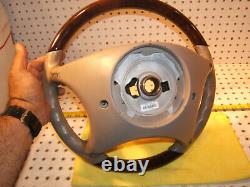 Mercedes W215, W220 Leather BURL WOOD stone Steering OEM 1 Wheel, NO bag cover