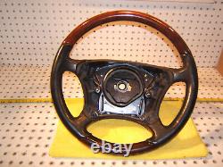 Mercedes W220, W215 00-6 leather Burl WOOD charcoal Steering 1 Wheel, NO bag cover