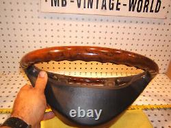 Mercedes W220, W215 00-6 leather Burl WOOD charcoal Steering 1 Wheel, NO bag cover