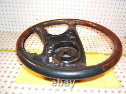 Mercedes W220, W215 00-6 leather Burl WOOD charcoal Steering 1 Wheel, NO bag cover