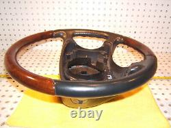 Mercedes W220, W215 00-6 leather Burl WOOD charcoal Steering 1 Wheel, NO bag cover