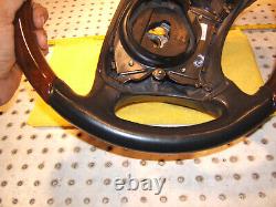 Mercedes W220, W215 00-6 leather Burl WOOD charcoal Steering 1 Wheel, NO bag cover