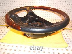 Mercedes W220, W215 00-6 leather Burl WOOD charcoal Steering 1 Wheel, NO bag cover