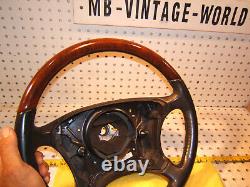 Mercedes W220, W215 00-6 leather Burl WOOD charcoal Steering 1 Wheel, NO bag cover