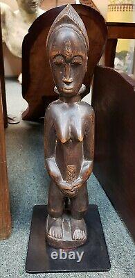 Mid 20th Century Baule Female Fertility Wooden Statue from the Ivory Coast
