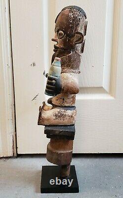 Mid 20th Century Ibibio Ekon Polychrome Wooden Puppet Figure from Nigeria