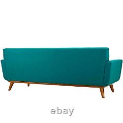 Mid Century Modern Classic Fabric Sofa 90 Wide In Beige Teal Blue or White