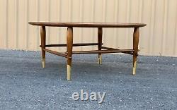 Mid Century Modern pair two-tier walnut tables by Lane from the Copenhagen line