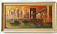 Mid Century Oil Painting Skyline Signed P. Brandt From Europe With Wood Frame